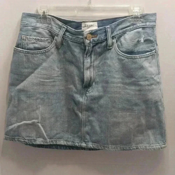 Frame Le Denim Mini Skirt Cowgirl Wesrern Boho Rustic Academia Size 00 - Picture 2 of 7